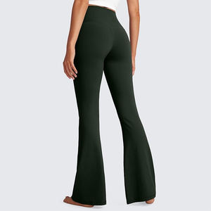 Leggings évasés doux et extensibles en tissu, collants de sport taille haute, couleur unie, sans couture, effet push-up, pour yoga et sport, antibactériens, respirants, service OEM - Product Image 2