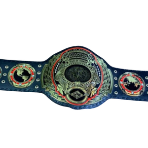Ceinture de championnat de lutte mondiale plaquée argent avec design rouge et noir, sangle bleue, ceintures de titre de collection haut de gamme - Product Image 2