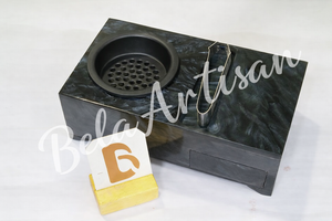 Support de brûleur à encens arabe moderne en bois et résine aromatique, avec plateau, organisateur et tiroir, pour bakhoor et oud, décoration Majlis - Product Image 2