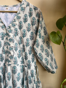 Robe longue en coton indien imprimée à la main, robe en coton indien à imprimé floral, robe longue à manches longues décontractée pour femmes - Product Image 2