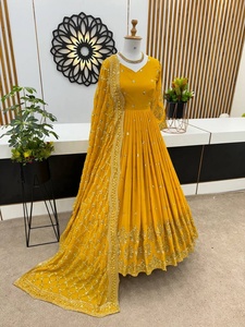 Vestido Largo Anarkali de Alta Costura para Fiesta, Diseño Premium, Georgette Sintética con Bordado y Lentejuelas, Personalizable para Mujer - Product Image 6