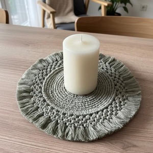 Elegant Round Macrame Placemats for <b>Dinner</b> Plate Placement and <b>Table</b> Protection Use Decorative <b>Table</b> <b>Mats</b> Wholesale From India - Product Image 1