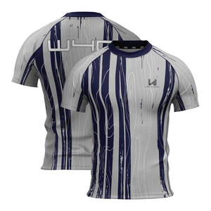 T-shirt de sport pour homme imprimé par sublimation, col rond, manches courtes, haut décontracté, personnalisé, séchage rapide, respirant, vêtements de sport pour l'entraînement - Product Image 1