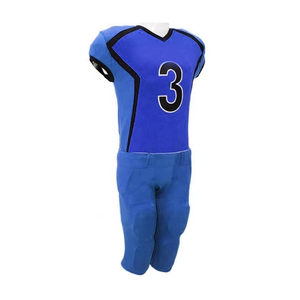 Nouveaux uniformes de football américain personnalisés 2026 en maille bleu roi, sublimation, manches courtes, respirants, anti-humidité, anti-UV - Product Image 2