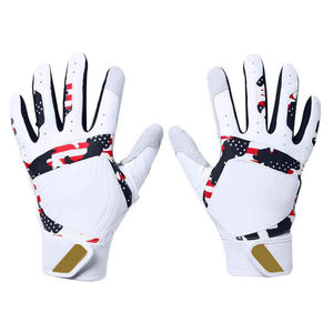 Guantes de Bateo de Cuero Blanco para Mano Izquierda WARPRO INDUSTRY, Unisex, Transpirables, con Cierre de Velcro, Diseño Personalizado - Product Image 1