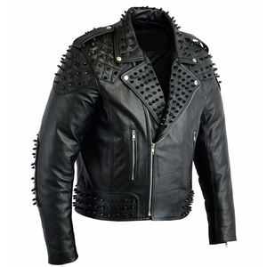 Chaqueta de Cuero Auténtico con Flecos para Mujer, Diseño Moderno, Venta al Por Mayor, Chaqueta de Cuero Negra con Tachuelas para Mujer - Product Image 4