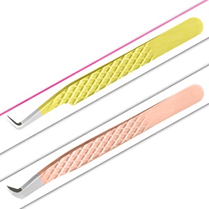 Logo personnalisé volume pince à épiler forte prise en main faux cils pince à épiler en acier inoxydable disponible couleurs personnalisées - Product Image 1