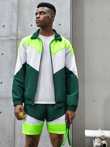 Custom Mens Clothing Short and Jacket Jogger Set Two Piece Zipper Track Suit Polyester <b>Windbreaker</b> Tracksuit Short Set oem - Product Image 3