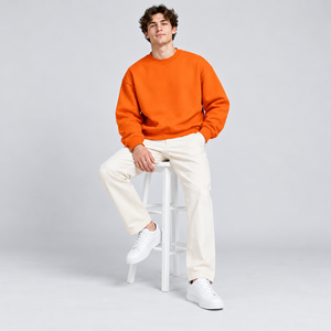 <b>Crewneck</b> <b>Sweatshirt</b> <b>Mens</b> OEM Knitwear Travel Supplier Varsity Cropped Split Hem Tops Velour Lightweight Pullover <b>Sweatshirt</b> - Product Image 6