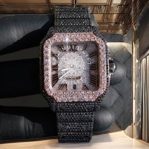 Reloj de Lujo con Diamantes, Caja Cuadrada, Esfera Analógica con Números Romanos, Cristal de Zafiro, Cierre Desplegable, para Hombre, 28 mm, Movimiento de Cuarzo ETA - Product Image 2