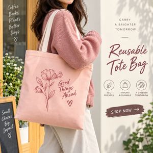 กระเป๋าหิ้ว EcoRev ECO89 Good Vibes Everyday แบบไม่ทอ ใช้ซ้ำได้ พร้อมหูเชือก เป็นมิตรกับสิ่งแวดล้อม พิมพ์โลโก้ตามสั่ง สำหรับใช้ในธุรกิจ - Product Image 2