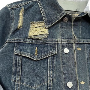 <b>Men's</b> Vintage Denim Jacket New <b>Winter</b> Coat Distressed Turn-Down Collar XS Size Dark Blue Casual Style Fashionable Dyed <b>Shirt</b> - Product Image 4