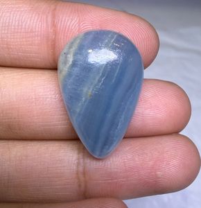 Cabujón de Calcita Azul Natural con Bandas, Gema Suelta al por Mayor, Gema de Corte Pera Hecha a Mano con Cambio de Color - Product Image 1