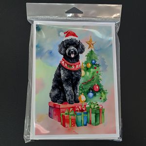 Whimsical A7 Tamaño 5x7 Tarjetas de notas en blanco Paquete de 8 tarjetas de felicitación de Navidad con sobres con diseño de Caniche - Product Image 3