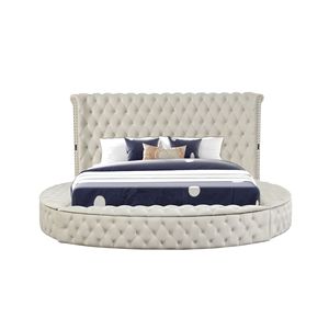 Camera da letto color crema in stile moderno nocciola con porte USB realizzate con Set Wood-4PC - Product Image 3