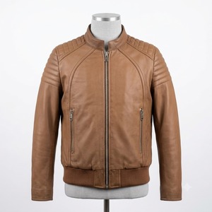 Custom Leather Jackets Men's Fashion Windbreaker Leather Motorcycle Jackets High Quality Leather Biker Jacket Street Wear - Product Image 1