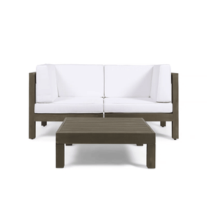 Set da Giardino OANA in 3 Pezzi, Divanetto Bianco con Tavolino - Product Image 2
