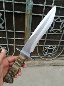 Cuchillo Bowie de Acero Inoxidable Hecho a Mano de Alta Calidad con Punta Caída, Mango de Cuerno, Funda de Cuero, Cuchillos de Supervivencia, Utilitarios y de Caza OEM - Product Image 6