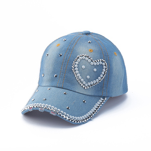 Fashion <b>Summer</b> Spring Rhinestone Printed Denim Baseball <b>Cap</b> Custom Logo Sport <b>Cap</b> for Women Men - Product Image 5