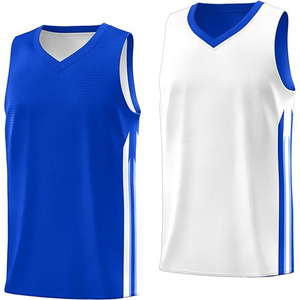 Unisex V-Neck Sleeveless Basketball Jersey Moisture Wicking <b>Mesh</b> Tank <b>Top</b> Regular Fit All Seasons Black and Light <b>Blue</b> 2027 - Product Image 5