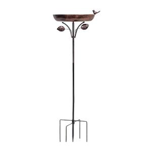 Modern Metal <b>Bird</b> Bath <b>Stand</b> Outdoor Garden Decor Ornament Polished Finish Stake Installation - Product Image 2