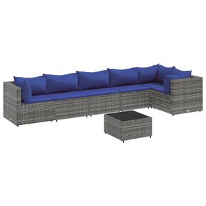 Ensemble de salon de patio en rotin gris de 7 pièces avec coussins Mobilier d'extérieur élégant - Product Image 2