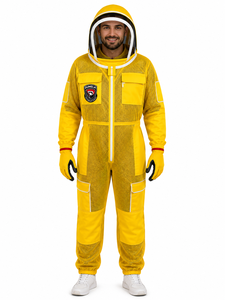 Custom Wholesale Yellow Mesh Unisex Safety Beekeeper Suit Breathable Polyester Work Coverall with Needle Detection Beekeeping - Product Image 2