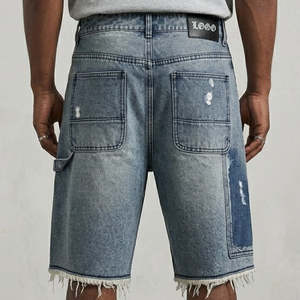 Pantalones Cortos de Mezclilla Personalizados para Hombre, Estilo Vintage, Desgastados, con Dobladillo Deshilachado, Pantalones Cortos de Mezclilla Casuales de Verano, Venta al por Mayor, OEM - Product Image 4