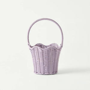 Pastel Lavender Kids <b>Storage</b> <b>Basket</b> Cute Woven Children Organizer <b>Soft</b> Color Baby Nursery <b>Basket</b> Decorative Stylish Toy <b>Storage</b> - Product Image 2