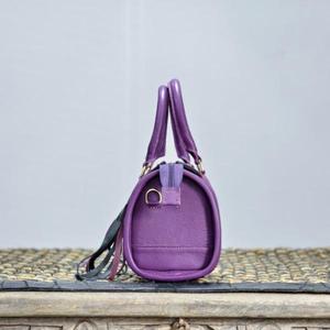 Bolso Speedy de Cuero Morado con Panel de Piel de Vaca y Borlas, Cierre de Cremallera, Bolso Speedy de Lujo - Product Image 3