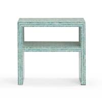 Table d'appoint en coquille de Capiz turquoise avec mosaïque de nacre et étagère inférieure, table de chevet MOP pour mobilier de maison