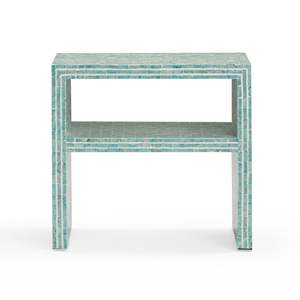 Turquoise Capiz Shell Side <b>Table</b> Mother Of Pearl <b>Mosaic</b> Accent Stand With Lower Shelf MOP Bedside End <b>Table</b> For Home Furniture - Product Image 2