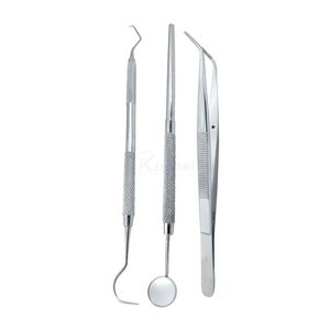Kit Básico de 3 Piezas para Examen Dental, Espejo, Sonda y Pinzas de Acero Inoxidable, Uso Clínico y de Diagnóstico, Fabricante Profesional - Product Image 5