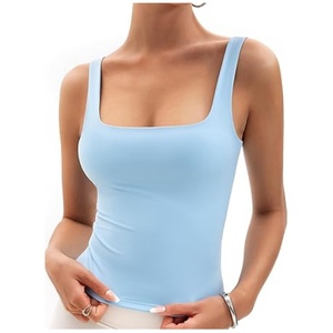 Women's Gym <b>tank</b> <b>Tops</b> Summer Slim Fit <b>square</b> <b>Neck</b> Sleeveless Double Lined <b>tank</b> <b>Top</b> for Ladies - Product Image 1