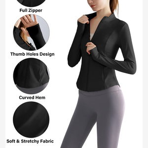Thick Yoga <b>Jacket</b> For Women's Gym Fitness Wear <b>Workout</b> Top Long Sleeve Stand Collar Sports <b>Jackets</b> Full Zipper Yoga <b>Jacket</b> Women - Product Image 2