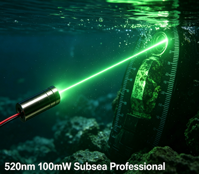 IP68 Waterproof 520nm 100mW Green Laser Illumination Module for Underwater ROV AUV Navigation and Subsea Machine Vision System