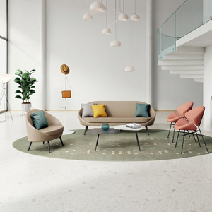 Ensemble de canapés de salon scandinaves modernes rembourrés avec fauteuils d'appoint assortis, structure en bois de chêne américain massif, tissu de qualité supérieure - Product Image 2