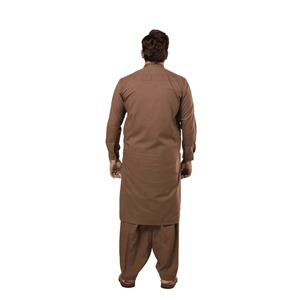 Factory Wholesale OEM <b>Men's</b> Brown Digital Print Salwar Kameez Wash and Wear Band Collar Semi Formal Traditional <b>Kurta</b> Suit - Product Image 6