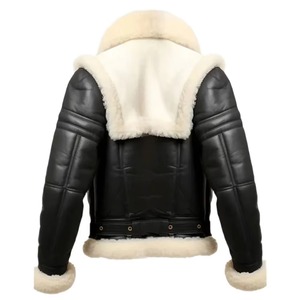 New 2026 Men <b>Fur</b> Collar Fashion Customized Breathable Plus Size Design Top Trending Comfortable B3 Shearling Leather Jackets - Product Image 3