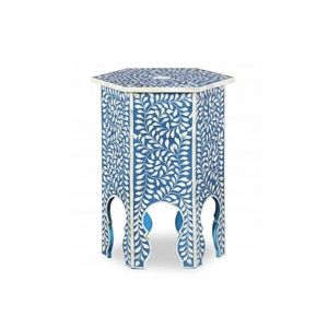 Designer Bone Inlay Side Table With Decorative Floral <b>Mosaic</b> And Luxury Interior Furniture Styling - Product Image 5