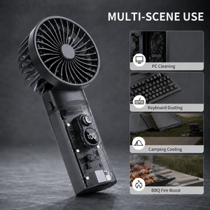 Ventilador portátil de mano con pantalla digital, ventilador turbo 2 en 1 reemplazable, motor sin escobillas, 100 velocidades ajustables para uso doméstico - Product Image 6