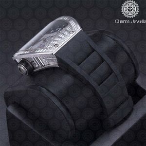 Charm Jewells Men's Luxury Stainless Steel Tonneau <b>Mechanical</b> <b>Watch</b> 43mm Rubber Band Sapphire Crystal Luminous Buckle - Product Image 4