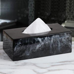 Portapañuelos de Resina de Mármol Negro de Lujo, Dispensador de Servilletas Rectangular Moderno para Hotel, Hogar, Caja Decorativa para Papel - Product Image 1