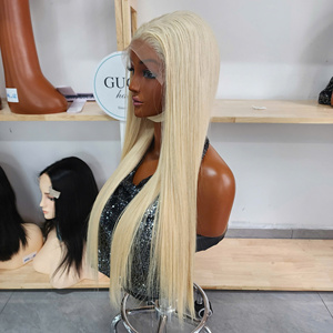 Perruque en cheveux humains bruts 100% vietnamiens, couleur blonde, pré-épilée, ultra-lisse, haute qualité, dentelle transparente, vente en gros - Product Image 2