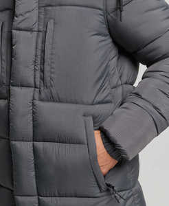 Men Long Hooded Puffer Jacket Down Filled Windproof <b>Thick</b> <b>Winter</b> <b>Coat</b> Stand Collar Zipper Closure Solid Color Casual Style - Product Image 3