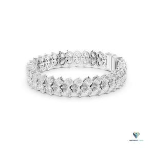 17.58 CT Pear Cut Lab Grown Diamond Bracelet in 14K <b>Solid</b> <b>Gold</b>, Symmetrical Leaf Pattern Collet Set Fine Jewelry for Women - Product Image 4