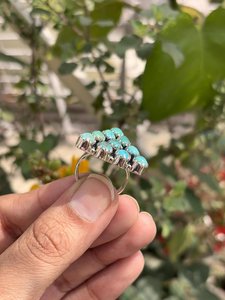 Natural <b>Turquoise</b> Triangle <b>Ring</b> 925 Sterling Silver Handmade Women Gemstone Jewelry - Product Image 3