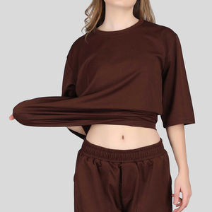 Camisetas de Verano Holgadas para Mujer, de Manga Corta, Color Sólido, 100% Algodón, Transpirables, Cómodas, Tallas Grandes, Estilo Urbano - Product Image 1