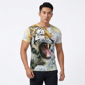 เสื้อยืดลายเสือผู้ชาย แขนสั้น คอกลม สวมใส่สบาย ระบายอากาศได้ดี ผลิตจากโพลีเอสเตอร์ 100% ทรงปกติ พิมพ์ลายภาพ - Product Image 4