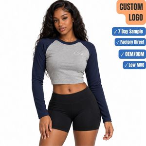 T-shirt court à manches raglan en coton et élasthanne pour femme, avec logo personnalisé OEM, vente en gros, fabricant - Product Image 1